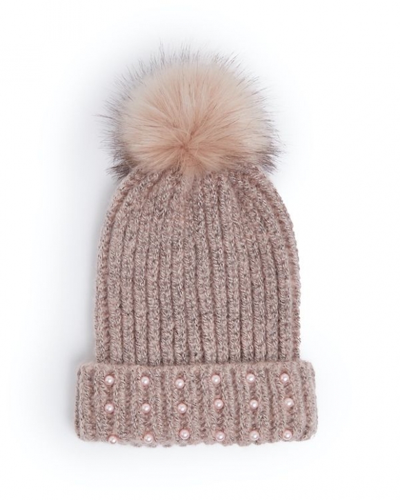 Pearl Trim Pom Pom Hat Pearl Trim Pom Pom Hat
