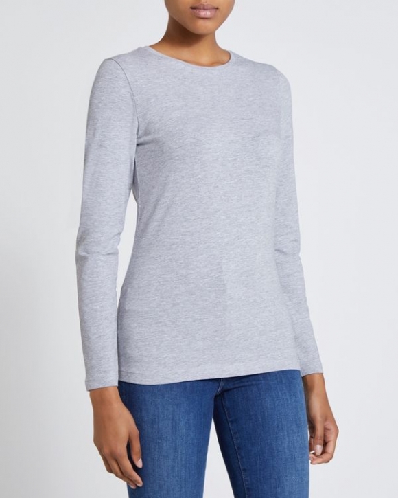 Long-Sleeved Stretch Crew-Neck Top Long-Sleeved Stretch Crew-Neck Top