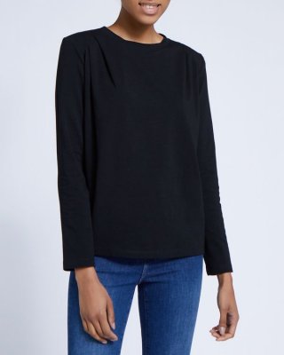 Shoulder Pad Long Sleeve Cotton Top Shoulder Pad Long Sleeve Cotton Top