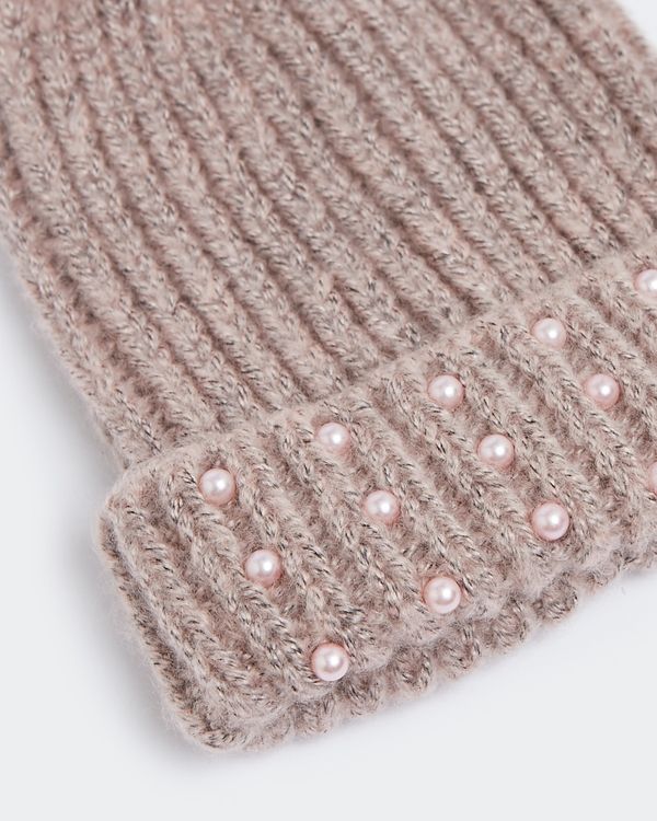 Pearl Trim Pom Pom Hat