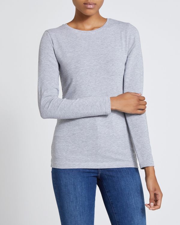 Long-Sleeved Stretch Crew-Neck Top
